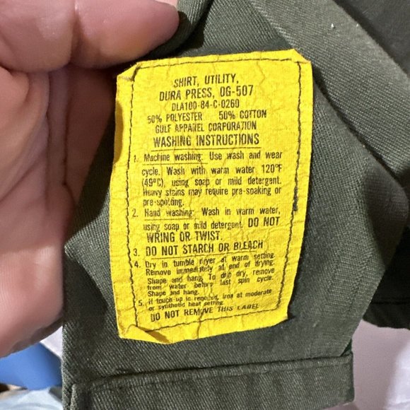 VTG US Air Force OG-507 Shirt Men 14.5x31 Green 80s Utility Shirt 107th Fighter - Picture 8 of 9
